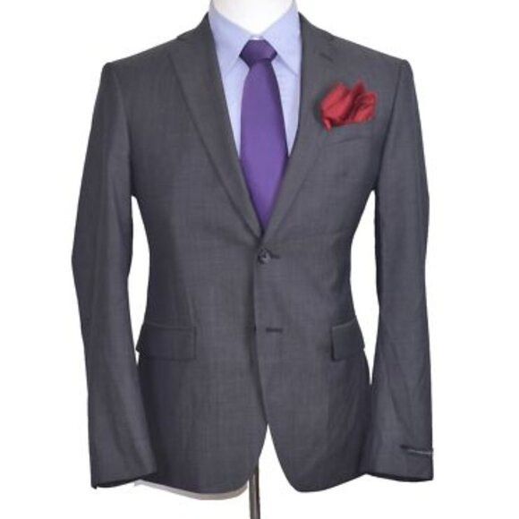 John Varvatos Charcoal Notched Lapel Double Vent Blazer Size 38R - Picture 2 of 12